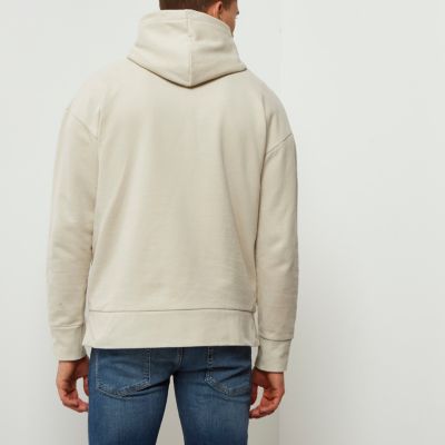 Stone distressed cotton hoodie